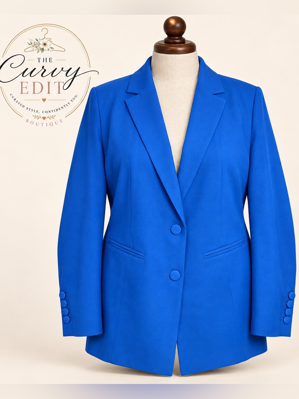 Torrid Studio Size 2 Cobalt Blue Longline Two Button Blazer Polished EUC